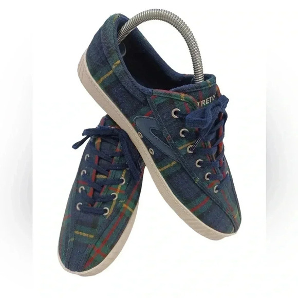 Tretorn Tartan Green Plaid Lace Up Sneakers Size 10 - Picture 1 of 11